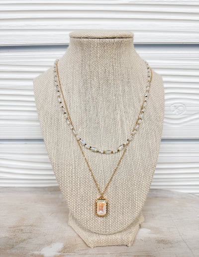 In Harmony Layered Gold and Bead Pendant Necklace