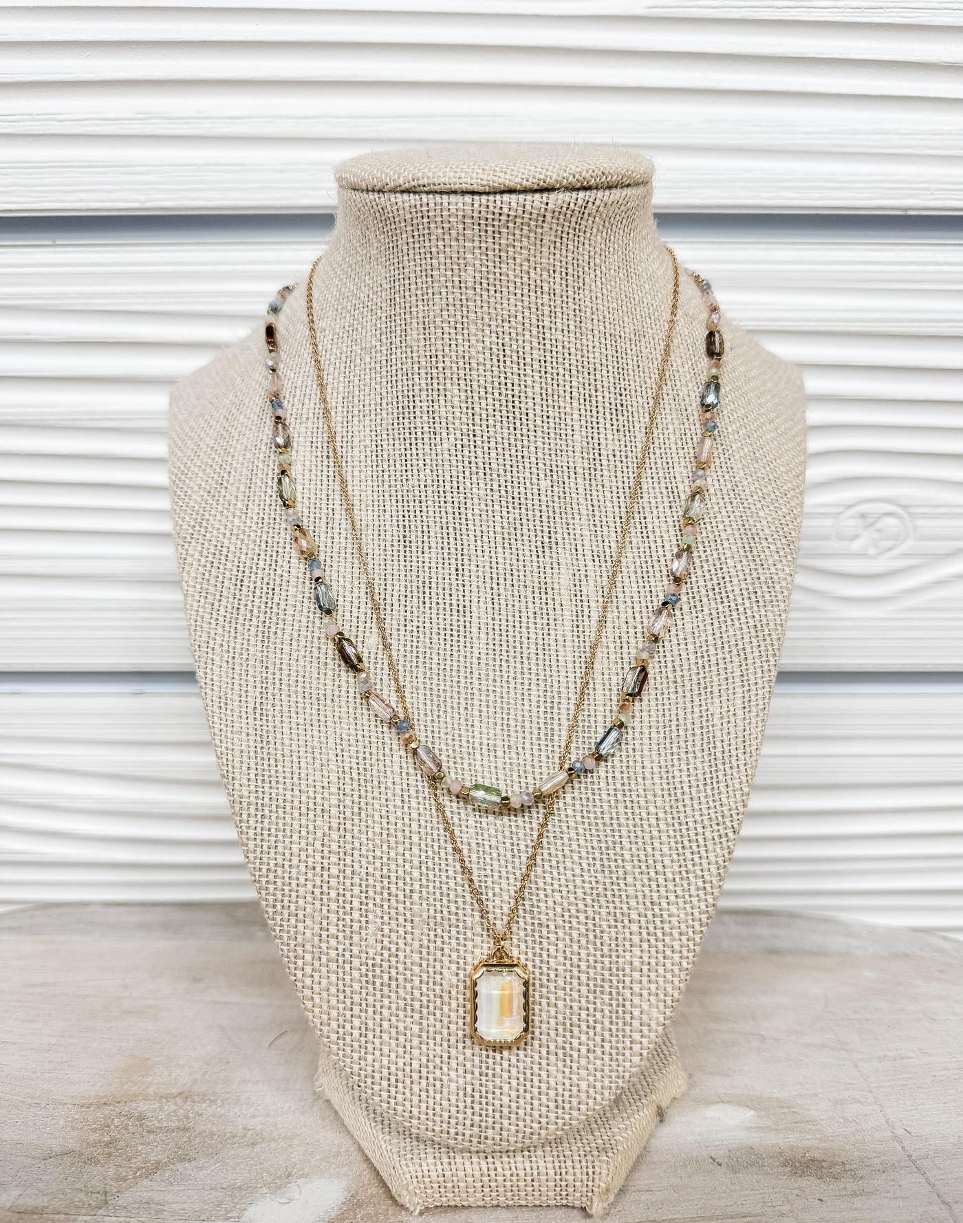 In Harmony Layered Gold and Bead Pendant Necklace