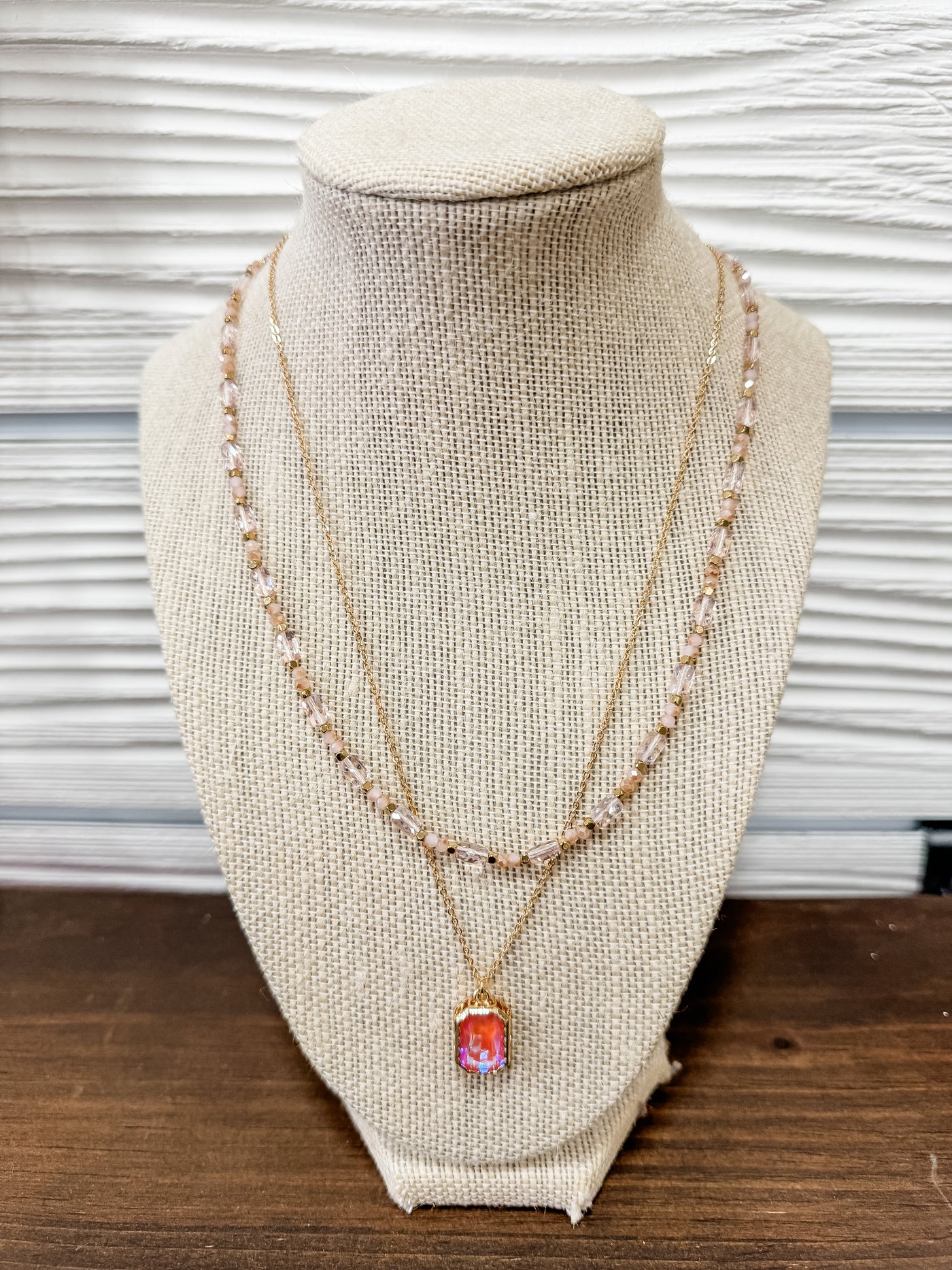 In Harmony Layered Gold and Bead Pendant Necklace