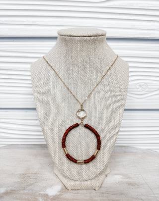 Beaded Round and Crystal Accent Long Necklace