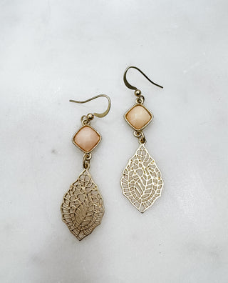 Pure Radiance Leaf and Stone Earrings