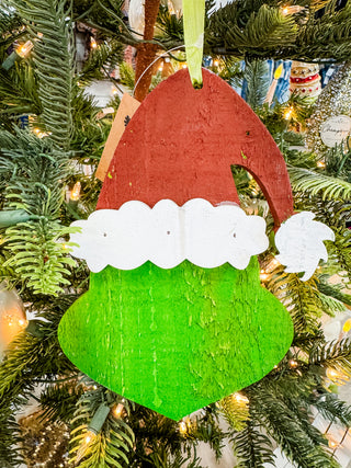 Rustic Wooden Grinch Ornament