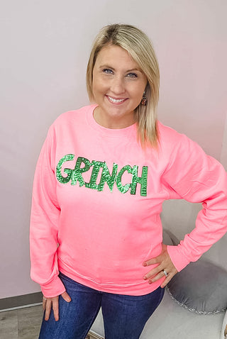 Sequin Grinch Holiday Sweatshirt