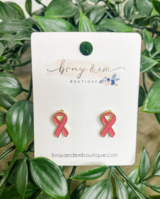 Breast Cancer Awareness Stud Earrings