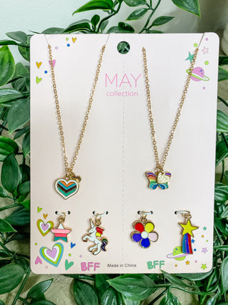 Best Friend Necklace & Charm or Earrings Set