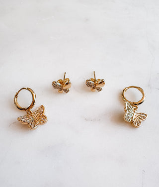 B.b.Lila Butterfly Pave Earring Set