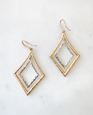 On The Town Layered Diamond Shape Earring