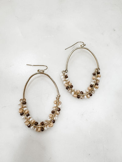 Oval Semi-Beaded Earrings