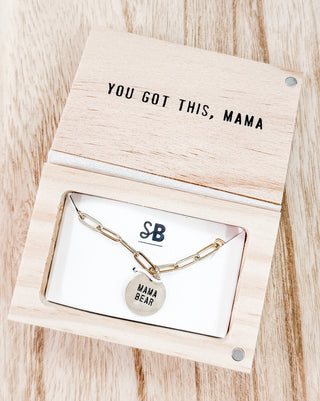 Engraved Pendant Necklace and Wood Box Sets