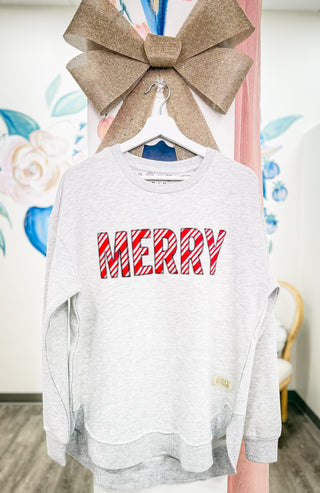 "MERRY" Patchwork Fleece Sweatshirt