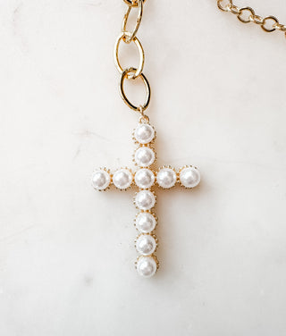 B.b.Lila Cross Pearl Necklace