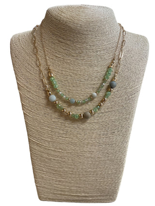 Stone and Crystal Layered Necklace