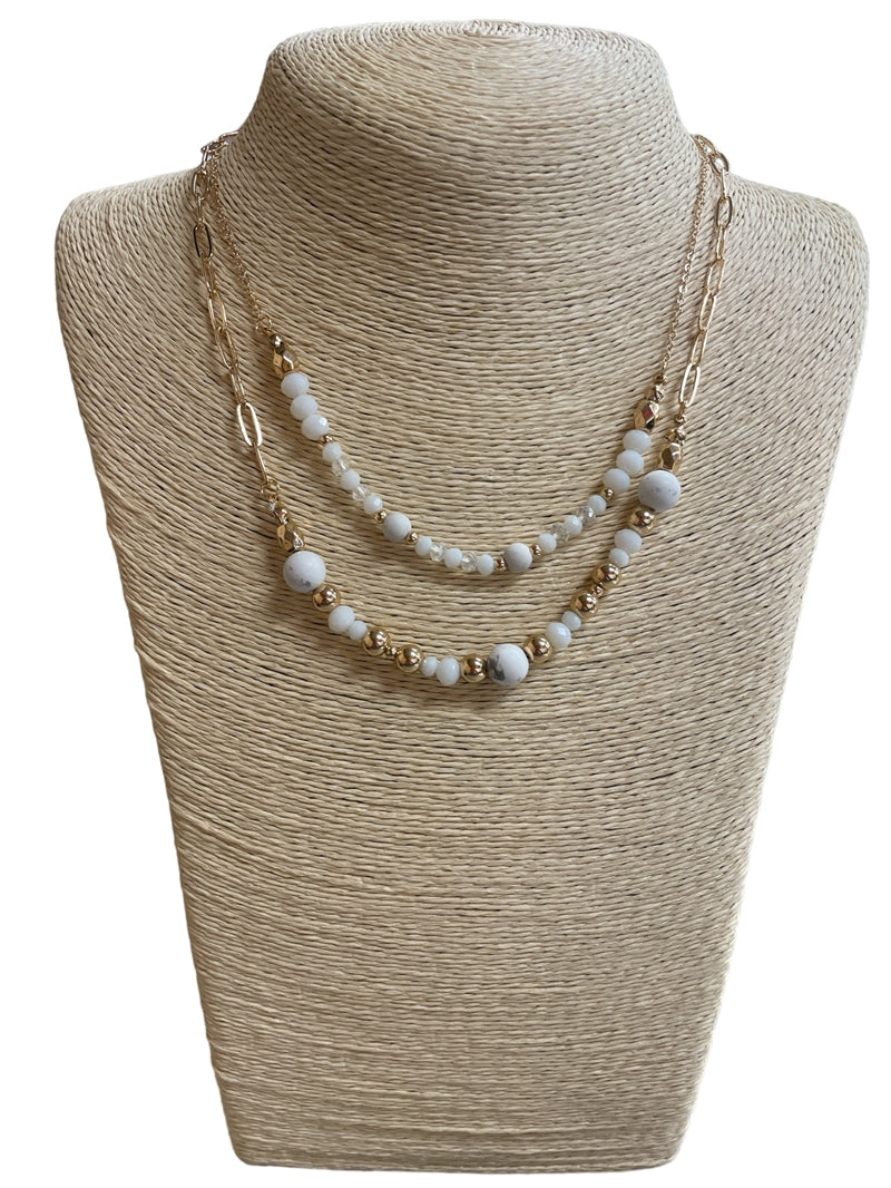 Stone and Crystal Layered Necklace