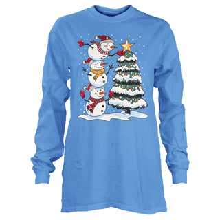Stacked Snowmen Long Sleeve Graphic Shirt