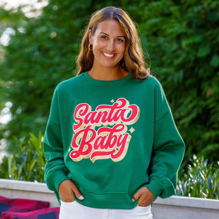 Santa Baby Oversized Graphic Fleece Top