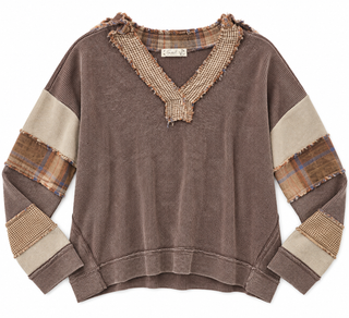 Washed Patchwork Thermal Top