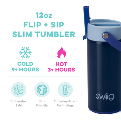 SWIG Blue Tide Flip & Sip Slim Tumbler (12oz)