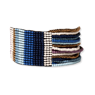 Charlie Vertical Stripes Half Woven Beaded Stretch Bracelet