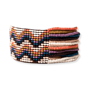 Charlie Vertical Stripes Half Woven Beaded Stretch Bracelet