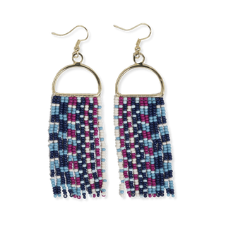 Allison Horizontal Stripe Beaded Fringe Earrings