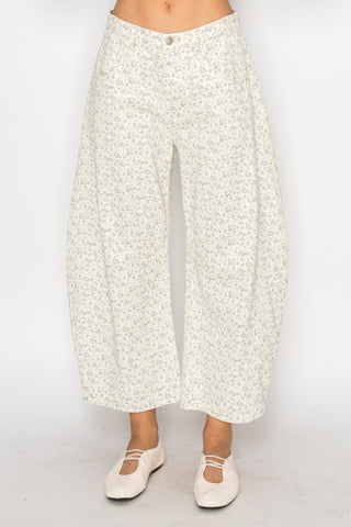 Light, airy, and effortlessly dreamy — the Cotton Cloud Blue Pants are made for easy, everyday comfort with a soft feminine touch. Featuring a delicate blue floral print on a light backdrop, these pants bring a fresh, relaxed feel to your wardrobe.

Designed with a flowy wide leg silhouette and lightweight fabric, they offer beautiful movement while keeping things breathable and comfortable.

DETAILS:

• Lightweight, breathable fabric
• Soft blue floral print
• Wide leg silhouette
• Button and zip closure
