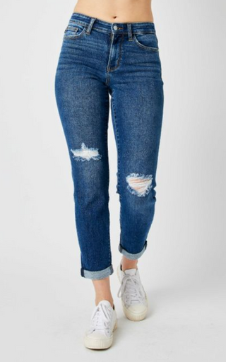 Judy Blue Mid Rise Destroy Slim Jeans