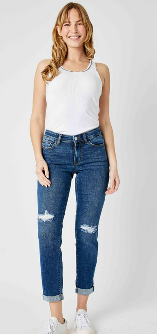 Judy Blue Mid Rise Destroy Slim Jeans