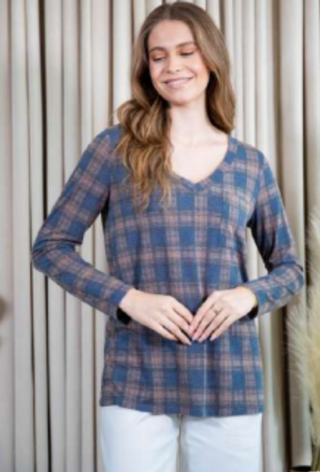 FINAL SALE: Why Ask Plaid V Neck Top