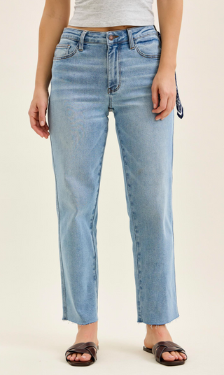 JUDY BLUE Bandana Blue Ankle Straight Jeans