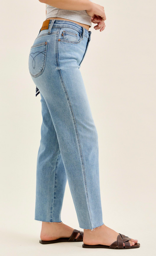 JUDY BLUE Bandana Blue Ankle Straight Jeans