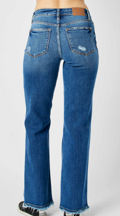 Judy Blue Mid Rise Distressed Dad Jeans