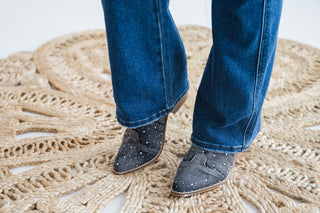 Front Row Black Rhinestones Boots