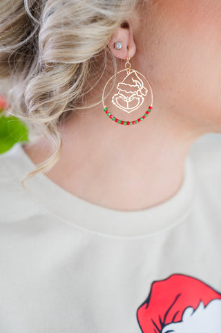 Sleigh With The Grinch Beaded Accent Earring
