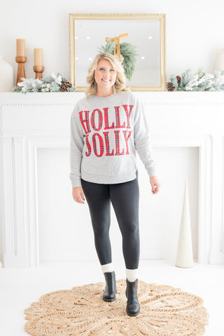 "Holly Jolly" Patchwork Fleece Sweatshirt