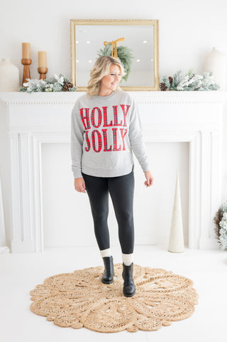 "Holly Jolly" Patchwork Fleece Sweatshirt