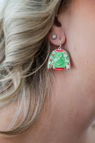 HO, HO, HO Grinchy Sweater Earring