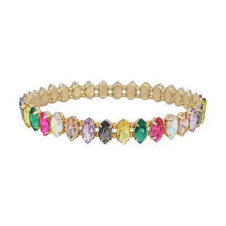 Clear Marque Crystal and Gold Stretch Bracelet