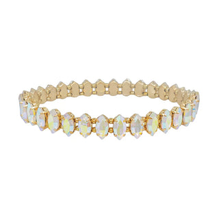 Clear Marque Crystal and Gold Stretch Bracelet