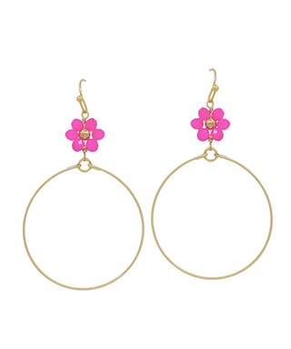 Flower Beads Wire Drop Earring