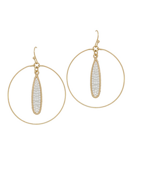 Teardrop Wire Seed Beads Round Earring