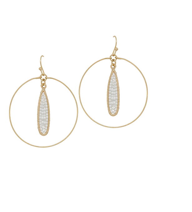 Teardrop Wire Seed Beads Round Earring