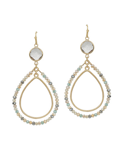 Double Teardrop Beads Crystal Accent Earring