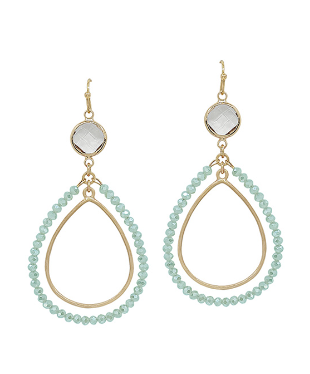 Double Teardrop Beads Crystal Accent Earring
