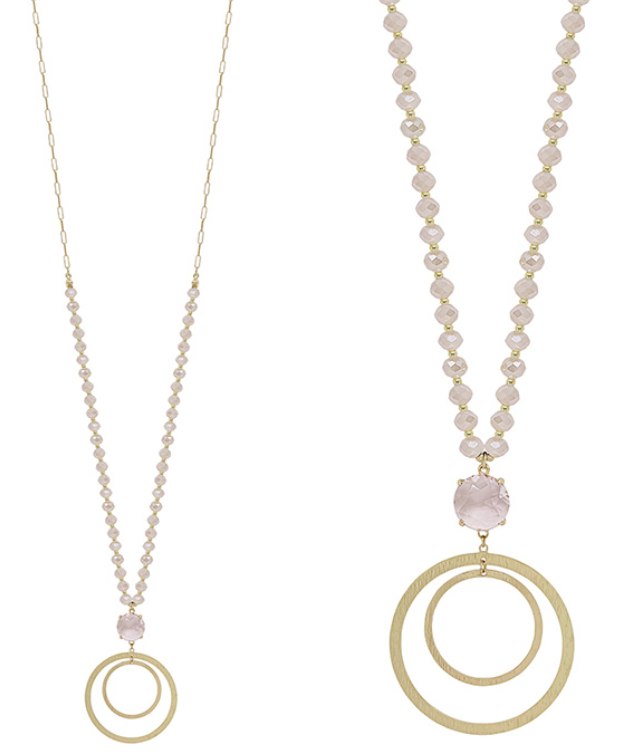 Crystal Double Round Drop Necklace