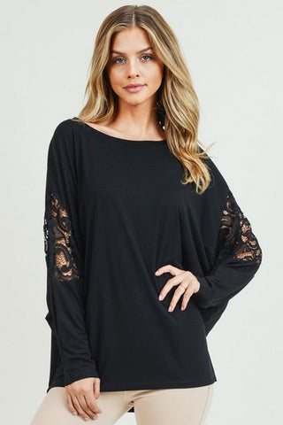 FINAL SALE: Darling Us Lace Dolman Sleeve Crew