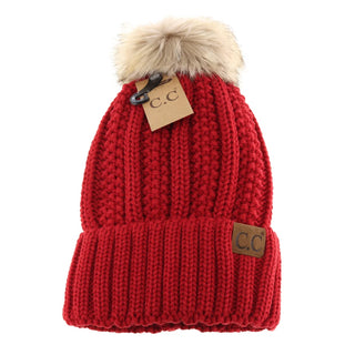 Fur Lined And Fur Pom Beanie