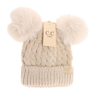 KIDS Cable Knit Pom Beanie