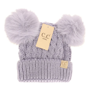 KIDS Cable Knit Pom Beanie