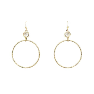 Halo Stone Hoop Earrings