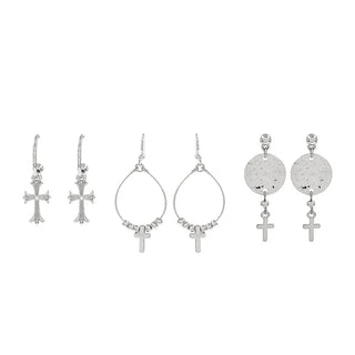 It Will Be Just Fine Cross Earring Set
